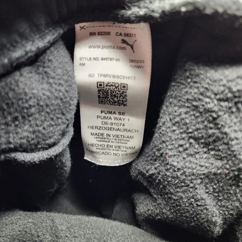 Puma Sweatpants Mens Medium Charcoal‎ Grey Fleece Joggers Logo 845787-01